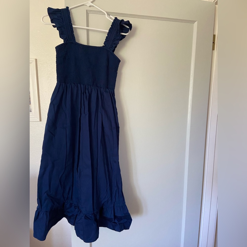 Navy tiered midi dress